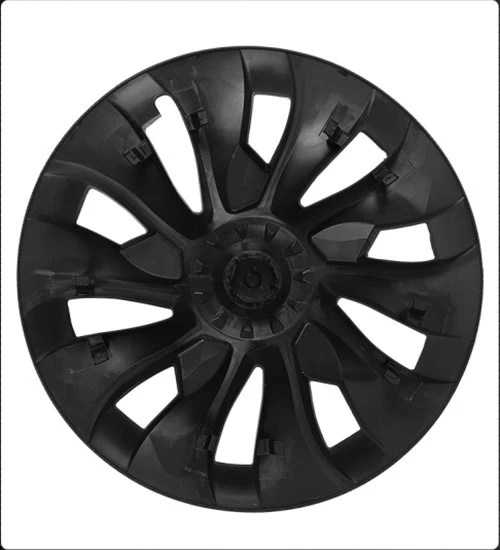 Tesla hubcap with snap design on the back