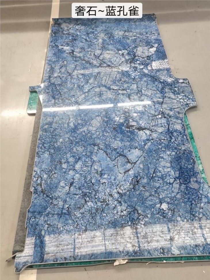 Luxury stone van floor with lights blue peacock