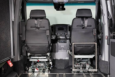 A ellir tynnu seddi Sprinter Van