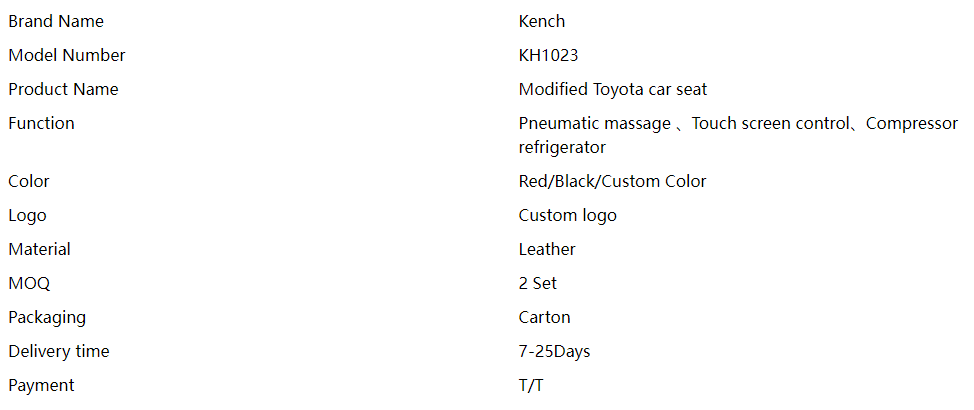 Car seat parameters Car seat parameters